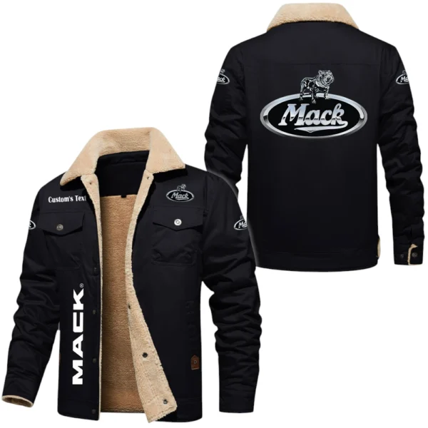 Mack Trucks Exclusive Logo Fleece-lined Thick Jacket, Fur Lapel Collar Warm Custom Name TN170325Y10FLJCT1MAC