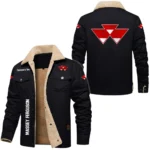 Massey Ferguson Exclusive Logo Fleece-lined Thick Jacket, Fur Lapel Collar Warm Custom Name TN170325Y10FLJCT1MAF