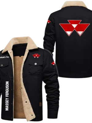 Massey Ferguson Exclusive Logo Fleece-lined Thick Jacket, Fur Lapel Collar Warm Custom Name TN170325Y10FLJCT1MAF