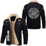 Steyr Exclusive Logo Fleece-lined Thick Jacket, Fur Lapel Collar Warm Custom Name TN170325Y10FLJCT1STE
