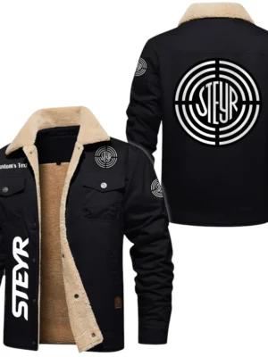 Steyr Exclusive Logo Fleece-lined Thick Jacket, Fur Lapel Collar Warm Custom Name TN170325Y10FLJCT1STE