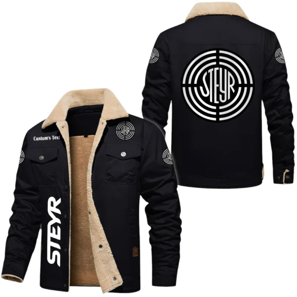 Steyr Exclusive Logo Fleece-lined Thick Jacket, Fur Lapel Collar Warm Custom Name TN170325Y10FLJCT1STE
