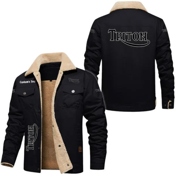 Triton Exclusive Logo Fleece-lined Thick Jacket, Fur Lapel Collar Warm Custom Name TN170325Y10FLJCT1TTN