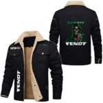 Fent Exclusive Logo Fleece-lined Thick Jacket, Fur Lapel Collar Warm Custom Name TN170325Y10FLJCT2FEN