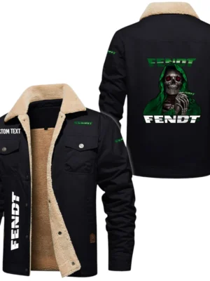 Fent Exclusive Logo Fleece-lined Thick Jacket, Fur Lapel Collar Warm Custom Name TN170325Y10FLJCT2FEN