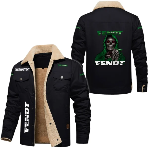 Fent Exclusive Logo Fleece-lined Thick Jacket, Fur Lapel Collar Warm Custom Name TN170325Y10FLJCT2FEN