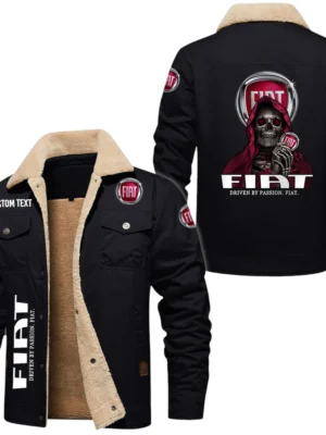 Fiat Exclusive Logo Fleece-lined Thick Jacket, Fur Lapel Collar Warm Custom Name TN170325Y10FLJCT2FIA