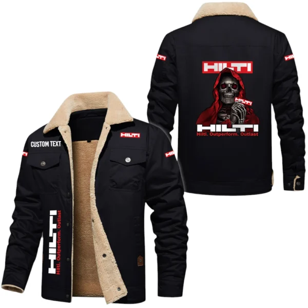 Hilti Exclusive Logo Fleece-lined Thick Jacket, Fur Lapel Collar Warm Custom Name TN170325Y10FLJCT2HIL