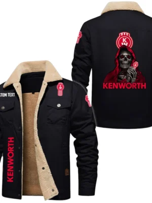Kenworth Exclusive Logo Fleece-lined Thick Jacket, Fur Lapel Collar Warm Custom Name TN170325Y10FLJCT2KEN