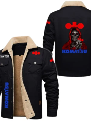 Komatsu Exclusive Logo Fleece-lined Thick Jacket, Fur Lapel Collar Warm Custom Name TN170325Y10FLJCT2KOA