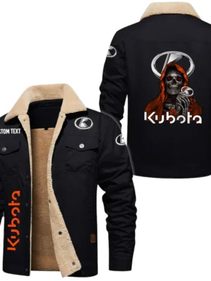 Kubota Exclusive Logo Fleece-lined Thick Jacket, Fur Lapel Collar Warm Custom Name TN170325Y10FLJCT2KUB