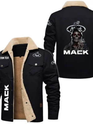 Mack Trucks Exclusive Logo Fleece-lined Thick Jacket, Fur Lapel Collar Warm Custom Name TN170325Y10FLJCT2MAC
