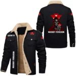 Massey Ferguson Exclusive Logo Fleece-lined Thick Jacket, Fur Lapel Collar Warm Custom Name TN170325Y10FLJCT2MAF