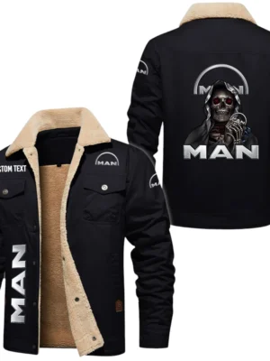 Man Trucks Exclusive Logo Fleece-lined Thick Jacket, Fur Lapel Collar Warm Custom Name TN170325Y10FLJCT2MAN
