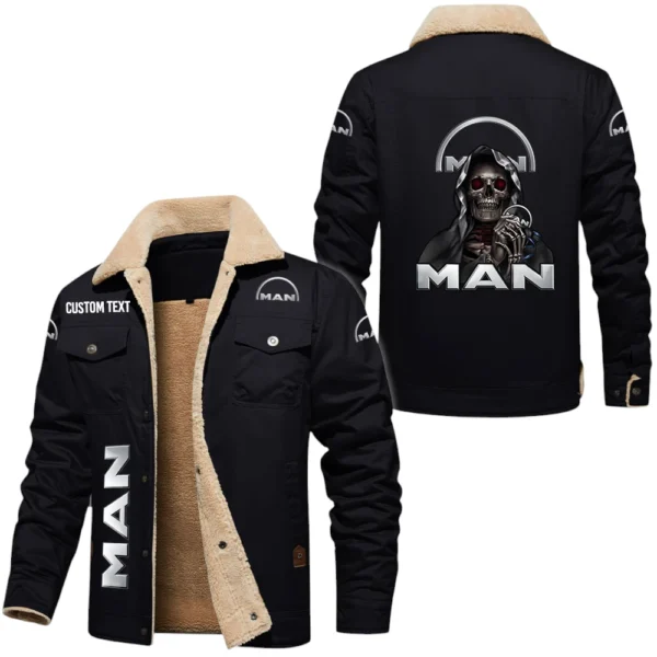 Man Trucks Exclusive Logo Fleece-lined Thick Jacket, Fur Lapel Collar Warm Custom Name TN170325Y10FLJCT2MAN