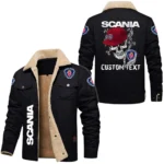 Scania Exclusive Logo Fleece-lined Thick Jacket, Fur Lapel Collar Warm Custom Name TN170325Y10FLJCT2SCA