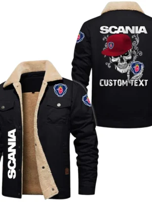 Scania Exclusive Logo Fleece-lined Thick Jacket, Fur Lapel Collar Warm Custom Name TN170325Y10FLJCT2SCA