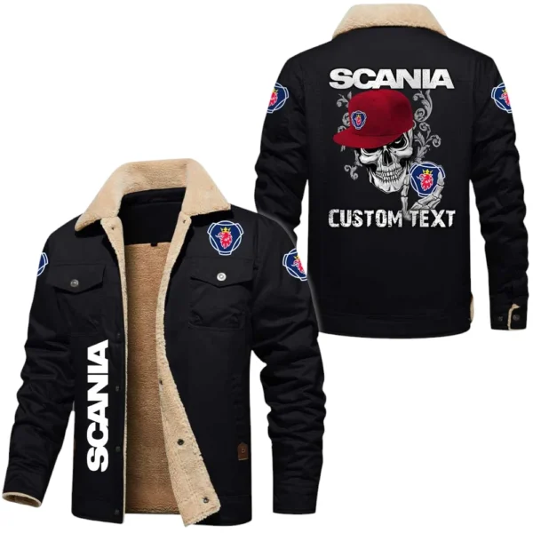 Scania Exclusive Logo Fleece-lined Thick Jacket, Fur Lapel Collar Warm Custom Name TN170325Y10FLJCT2SCA