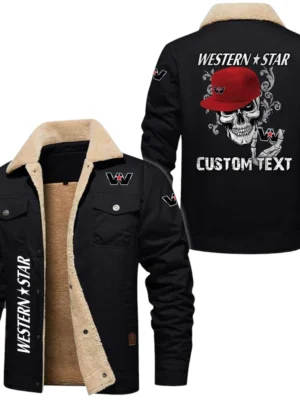 Western Star Exclusive Logo Fleece-lined Thick Jacket, Fur Lapel Collar Warm Custom Name TN170325Y10FLJCT2WST