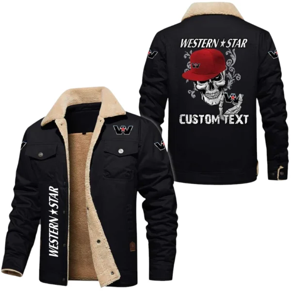 Western Star Exclusive Logo Fleece-lined Thick Jacket, Fur Lapel Collar Warm Custom Name TN170325Y10FLJCT2WST