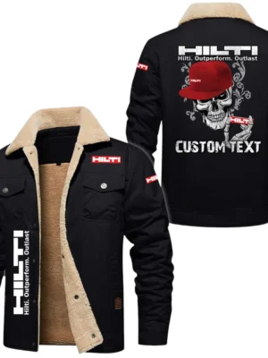 Hilti Exclusive Logo Fleece-lined Thick Jacket, Fur Lapel Collar Warm Custom Name TN170325Y10FLJCT3HIL