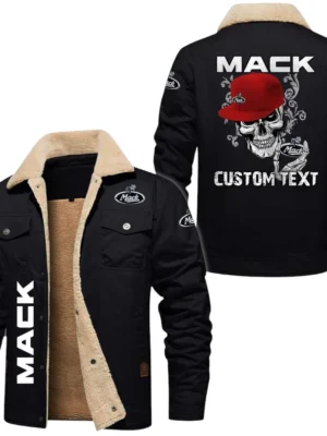Mack Trucks Exclusive Logo Fleece-lined Thick Jacket, Fur Lapel Collar Warm Custom Name TN170325Y10FLJCT3MAC