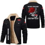 Massey Ferguson Exclusive Logo Fleece-lined Thick Jacket, Fur Lapel Collar Warm Custom Name TN170325Y10FLJCT3MAF