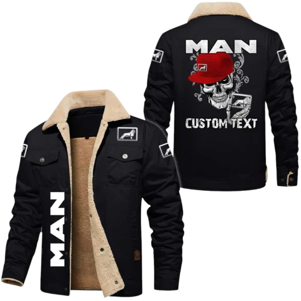 Man Trucks Exclusive Logo Fleece-lined Thick Jacket, Fur Lapel Collar Warm Custom Name TN170325Y10FLJCT3MAN