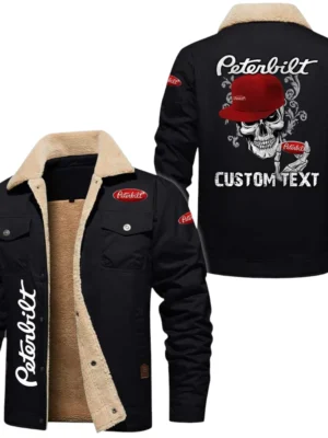 Peterbilt Exclusive Logo Fleece-lined Thick Jacket, Fur Lapel Collar Warm Custom Name TN170325Y10FLJCT3PET
