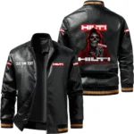 Vintage Hilti Exclusive Logo Leather Jacket, Classic Ribbed Collar Striped Cuffs, Custom Name TN160325Y12LJ93CT1HIL