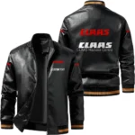 Vintage CLAAS Exclusive Logo Leather Jacket, Classic Ribbed Collar Striped Cuffs, Custom Name TN160325Y12LJ93CT2CLA