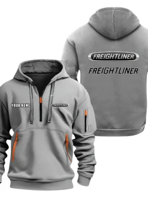 Freightliner Half Zip Hoodie, Sport Hooded Multi-Pocket, Custom Name HG110325Y25QZ2HCT1FRE
