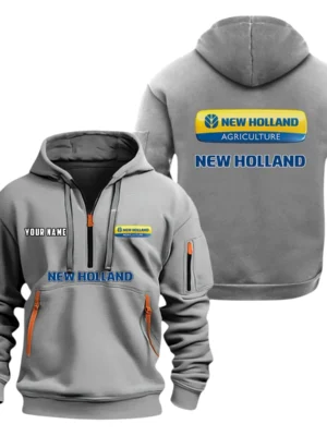 New Holland Half Zip Hoodie, Sport Hooded Multi-Pocket, Custom Name HG120325Y25QZ2HCT1NHL