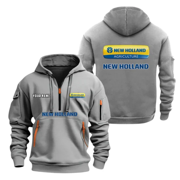 New Holland Half Zip Hoodie, Sport Hooded Multi-Pocket, Custom Name HG120325Y25QZ2HCT1NHL