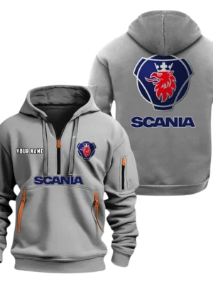 Scania Half Zip Hoodie, Sport Hooded Multi-Pocket, Custom Name HG120325Y25QZ2HCT1SCA