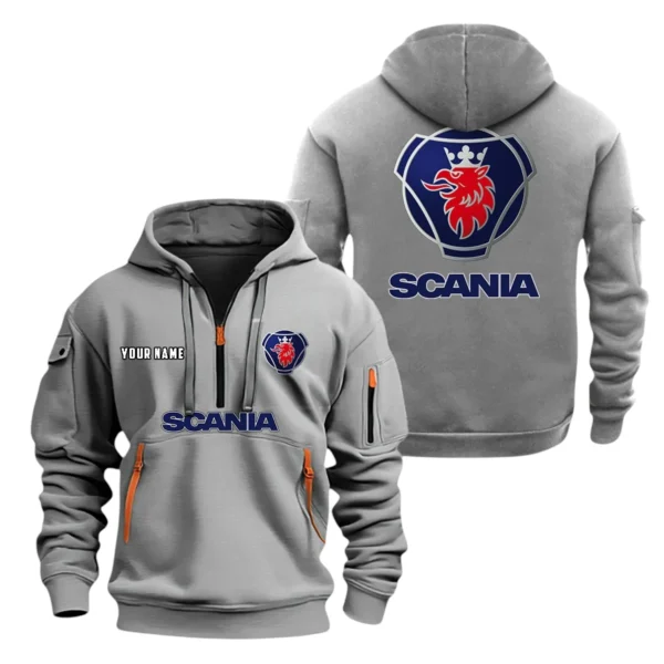Scania Half Zip Hoodie, Sport Hooded Multi-Pocket, Custom Name HG120325Y25QZ2HCT1SCA