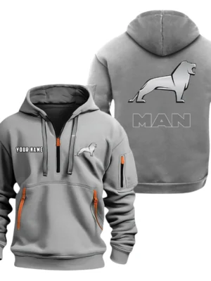 Man Truck Half Zip Hoodie, Sport Hooded Multi-Pocket, Custom Name HG120325Y25QZ2HCT2MAN