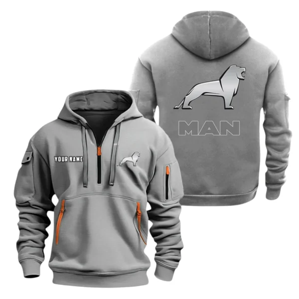 Man Truck Half Zip Hoodie, Sport Hooded Multi-Pocket, Custom Name HG120325Y25QZ2HCT2MAN
