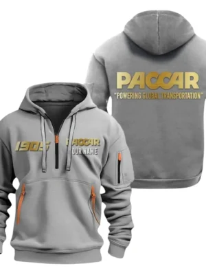 Paccar Half Zip Hoodie, Sport Hooded Multi-Pocket, Custom Name HG120325Y25QZ2HCT2PAC