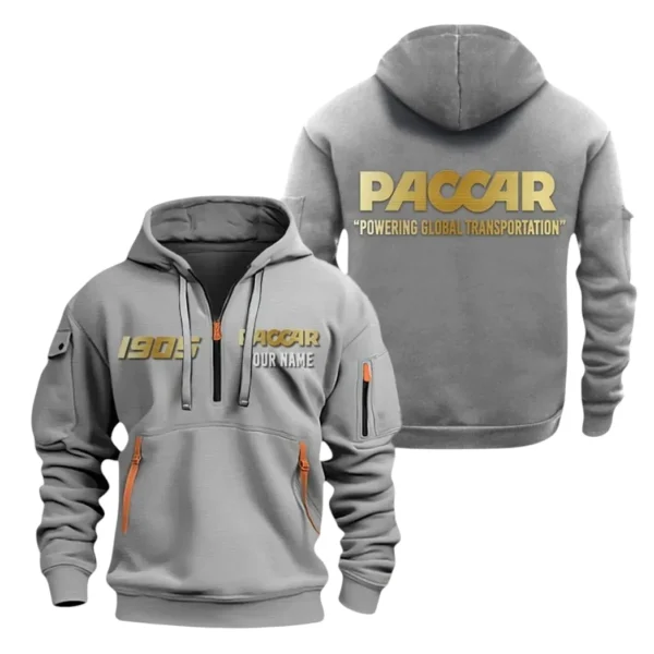 Paccar Half Zip Hoodie, Sport Hooded Multi-Pocket, Custom Name HG120325Y25QZ2HCT2PAC