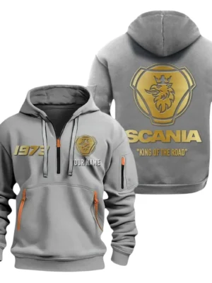 Scania Half Zip Hoodie, Sport Hooded Multi-Pocket, Custom Name HG120325Y25QZ2HCT2SCA