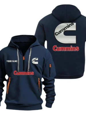Cummins Half Zip Hoodie Sport Hooded Multi-Pocket Custom Name HG110325Y25QZ2HCT1CUM