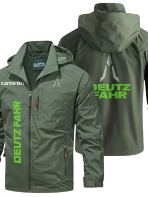 Deutz Fahr Windbreaker Jacket Hooded Detachable, Outdoor Windproof Running Jacket, Custom Text HIHI060325Y28WJ86DEF
