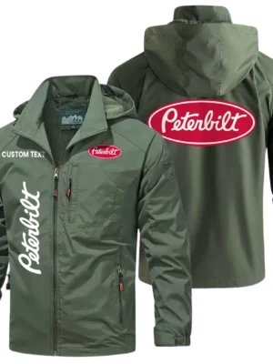 Peterbilt Motor Windbreaker Jacket Hooded Detachable, Outdoor Windproof Running Jacket, Custom Text HIHI060325Y28WJ86PEM