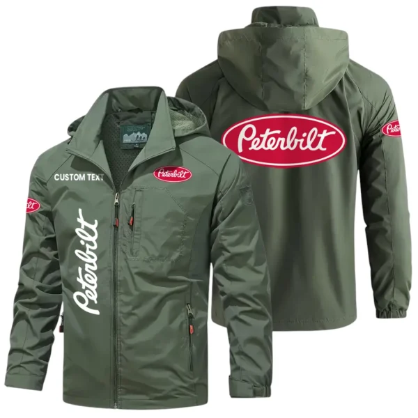 Peterbilt Motor Windbreaker Jacket Hooded Detachable, Outdoor Windproof Running Jacket, Custom Text HIHI060325Y28WJ86PEM
