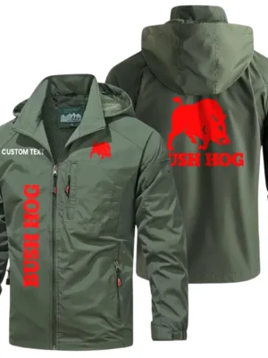 Bush Hog Windbreaker Jacket Hooded Detachable, Outdoor Windproof Running Jacket, Custom Text HIHI070325Y28WJ86BUH