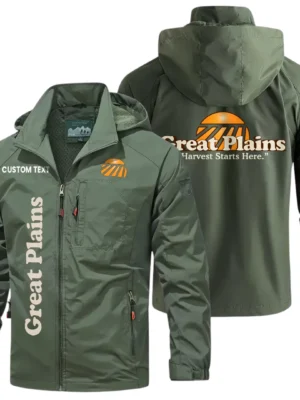 Great Plains Windbreaker Jacket Hooded Detachable, Outdoor Windproof Running Jacket, Custom Text HIHI070325Y28WJ86GPM