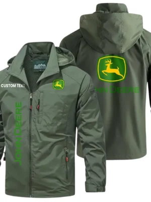 John Deere Windbreaker Jacket Hooded Detachable, Outdoor Windproof Running Jacket, Custom Text HIHI070325Y28WJ86JDE