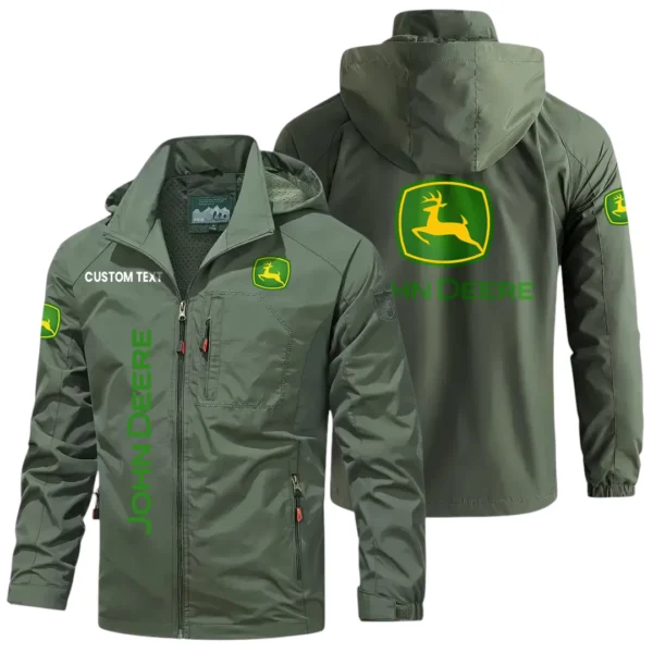 John Deere Windbreaker Jacket Hooded Detachable, Outdoor Windproof Running Jacket, Custom Text HIHI070325Y28WJ86JDE