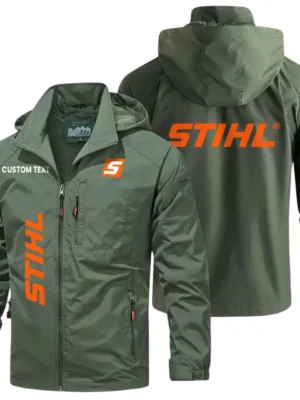 Stihl Windbreaker Jacket Hooded Detachable, Outdoor Windproof Running Jacket, Custom Text HIHI070325Y28WJ86STL
